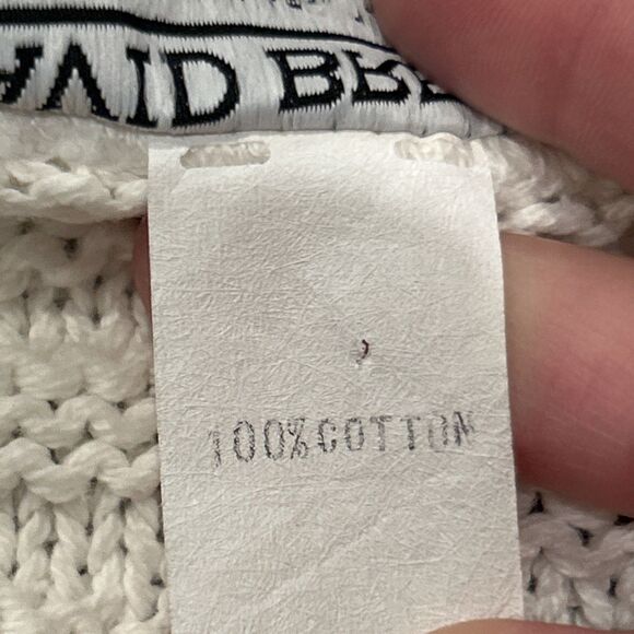 David Brett Cardigan Sweater Womens Large White Textured Gold Buttons USA Vtg - Picture 5 of 7